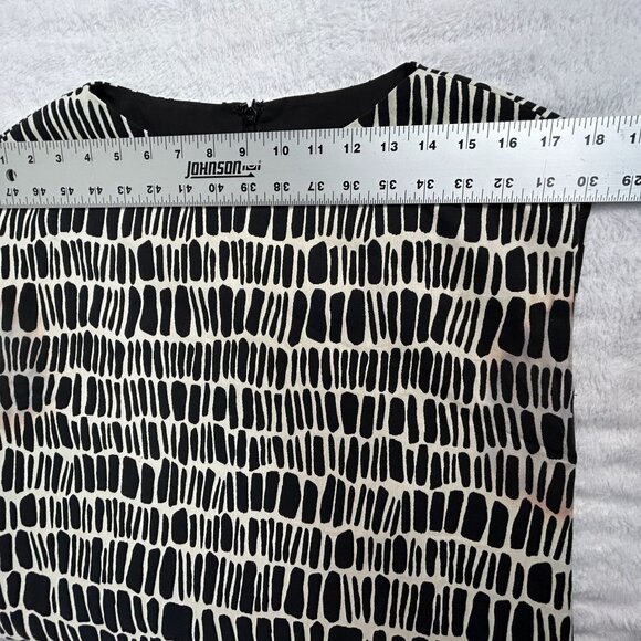 Ann Mashburn Womens Sleeveless Shift Dress Small Printed Black White Back Zip - Picture 6 of 11